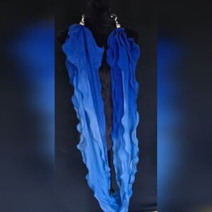 Elegant Blue Scarf with Silver Accents